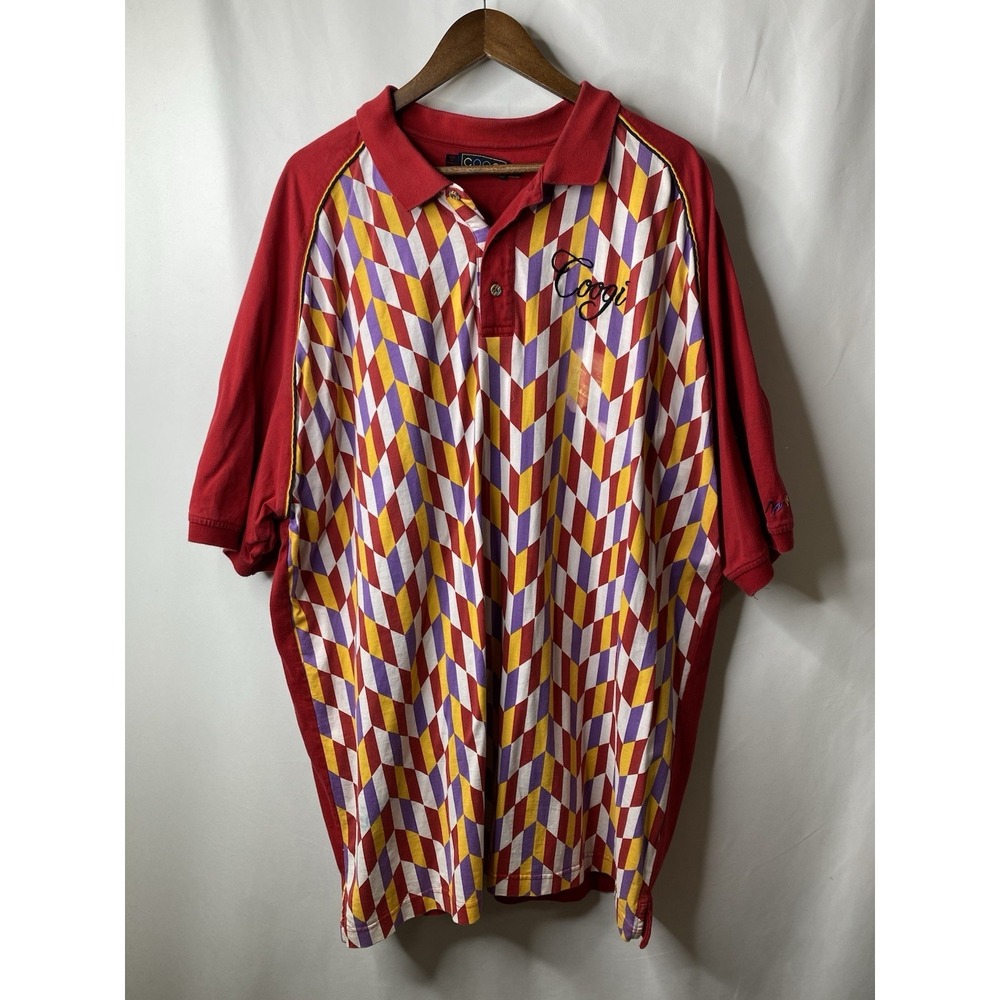 COOGI Men's Polo Shirt Size 4XL Embroidered Logo Street Wear Golf Vintage Bold